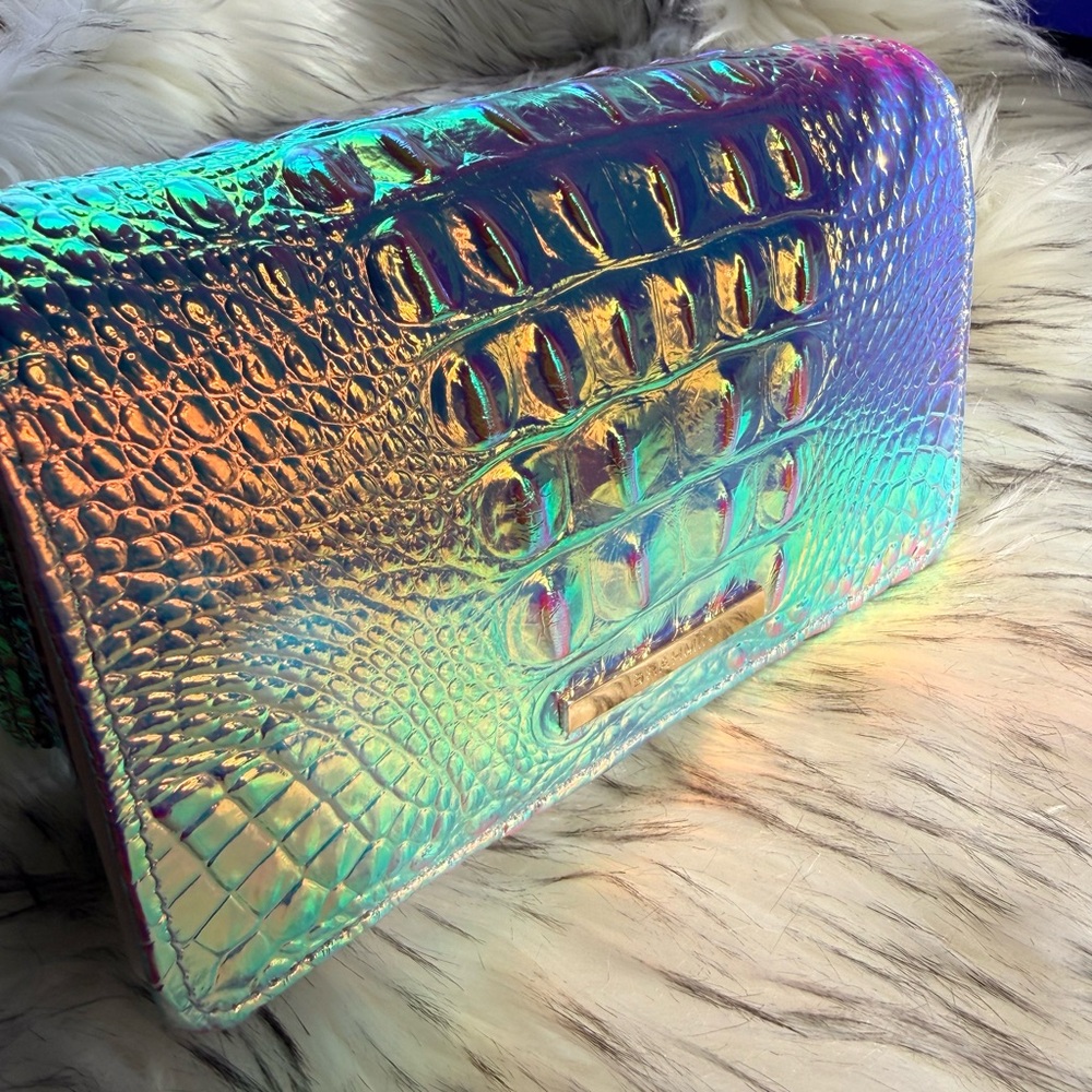 Brahmin Iridescent Croc-Embossed Crossbody in Rainbow Holographic - Picture 4 of 7